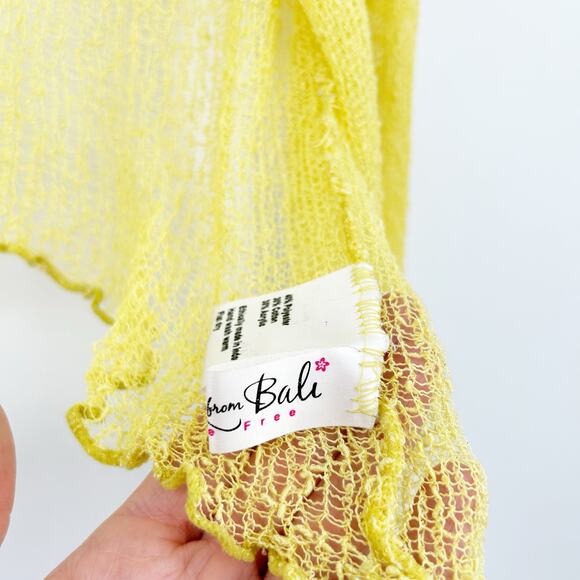 Back from Bali Womens Boho Beachy Lightweight Open Knit Sheer Cardigan OS Yellow - Picture 5 of 7